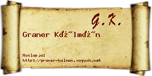 Graner Kálmán névjegykártya