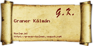 Graner Kálmán névjegykártya